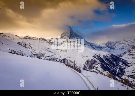 Gornergrat Bahn auf dem Matterhorn, Zermatt, Schweiz Stockfoto
