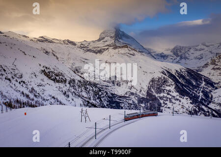 Gornergrat Bahn auf dem Matterhorn, Zermatt, Schweiz Stockfoto