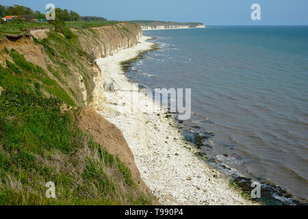 Sewerby Klippen, East Yorkshire, gegen Dänen Deich. Stockfoto