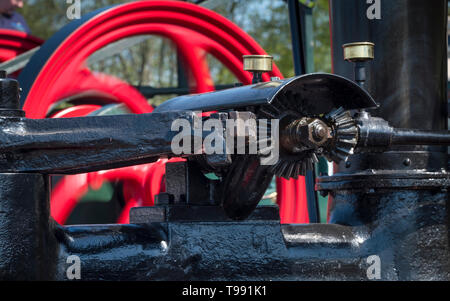 Detail der Lenkung Zahnrad auf einer Dampfmaschine. Stockfoto