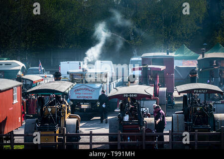 Dampf rollen und ein Lkw auf einer Kundgebung. Stockfoto