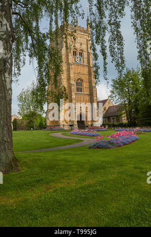 Glockenturm im Abbey Park, Evesham, Distrikt Wychavon, Worcestershire, Südengland, Großbritannien Stockfoto