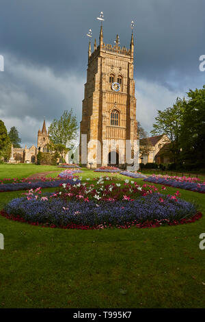 Glockenturm im Abbey Park, Evesham, Distrikt Wychavon, Worcestershire, Südengland, Großbritannien Stockfoto