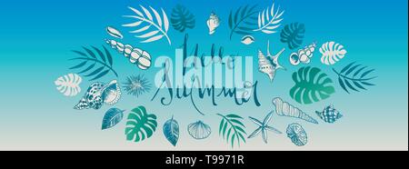 Vektor seashell Doodles vollständigen Vektor großes Banner Stock Vektor