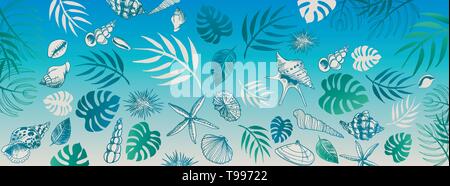 Vektor seashell Doodles vollständigen Vektor großes Banner Stock Vektor