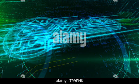 Cyber Security, Datenschutz und digitale Schlüssel signieren auf Dynamische 3D-binary Hintergrund. Computer Sicherheitstechnik abstrakte Konzept 3d-Abbildung. Stockfoto