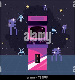 Arcade Machine invaders space video game retro Vektor illustration Stock Vektor