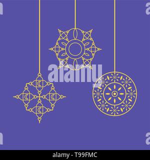 Die dekorativen Mandalas hängenden Ramadan Kareem Vector Illustration Design Stock Vektor