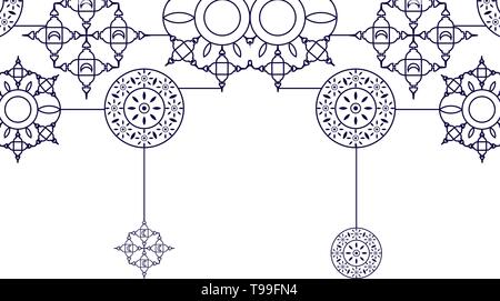 Die dekorativen Mandalas hängenden Ramadan Kareem Vector Illustration Design Stock Vektor