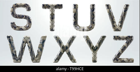 Keramik Alphabet - 3D-Rendering Set - Buchstabe S bis Z isoliert auf weißem Hintergrund. (Umfasst freistellungsmasken) Stockfoto