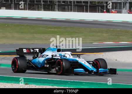 Barcelona, Spanien, 15. Mai 2019 - Nicholas Latifi aus Kanada mit Williams Racing auf Spur während der F1-Test an den Circuit de Catalunya. Stockfoto