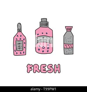 Satz von Schönheit. Hygiene Fläschchen, Röhrchen. Vector Illustration. Stock Vektor