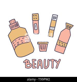 Satz von Schönheit. Hygiene Fläschchen, Röhrchen. Vector Illustration. Stock Vektor