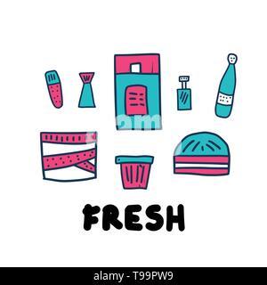 Satz von Schönheit. Hygiene Fläschchen, Röhrchen. Vector Illustration. Stock Vektor
