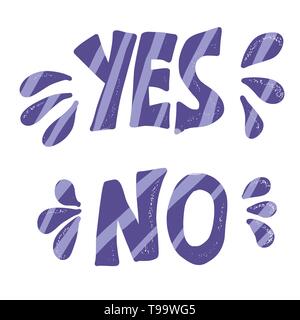 "Ja" und "Nein"-Schriftzug. Handgeschriebene Worte mit Dekoration. Vektor Prinzipdarstellung. Stock Vektor