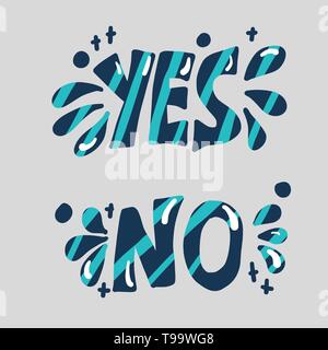 "Ja" und "Nein"-Schriftzug. Handgeschriebene Worte mit Dekoration. Vektor Prinzipdarstellung. Stock Vektor