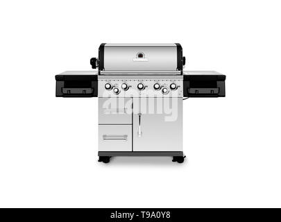 Edelstahl heavy duty outdoor Grillen auf weißem Hintergrund Stockfoto