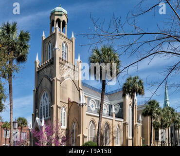 Gemeinde Mickve Israel, Kahal Kadosh Mickva, Savannah Georgia, eine der ältesten Synagogen in den Vereinigten Staaten. Gegründet 1735. Stockfoto