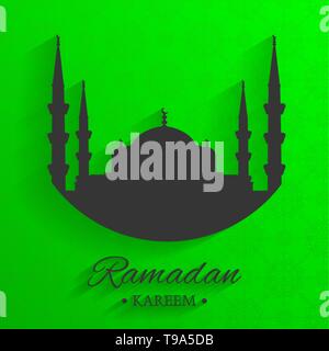 Moschee Silhouette und schriftlichen Ramadan Kareem mit grünem Hintergrund, islamische Muster, Vektor, Abbildung, eps-Datei Stock Vektor