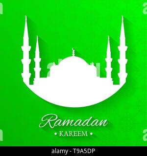 Moschee Silhouette und schriftlichen Ramadan Kareem mit grünem Hintergrund, islamische Muster, Vektor, Abbildung, eps-Datei Stock Vektor
