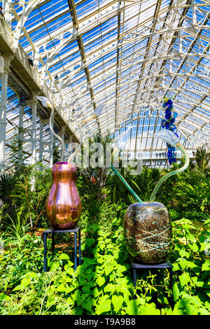 4. Mai 2019 - Dale Chihuly Glas Skulptur als Teil der temporären Ausstellung in Kew Gardens, London Ikebana Dale Chihuly, mundgeblasenem Glas 2011-2018 Stockfoto