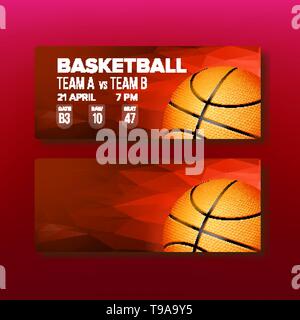 Red Coupon auf Basketball Spiel Template Vector Stock Vektor