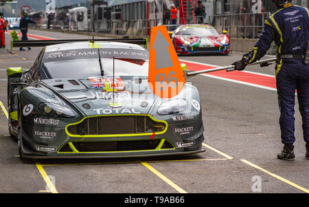 Aston Martin Racing GTE bin Auto Boxenstopp, Freitag Praxis WEC insgesamt 6 Stunden von Spa-Francorchamps 2019 Stockfoto