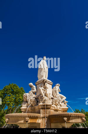 Detail von Pradier Brunnen im Esplanade Charles-de-Gaulle in Nimes, Frankreich Stockfoto