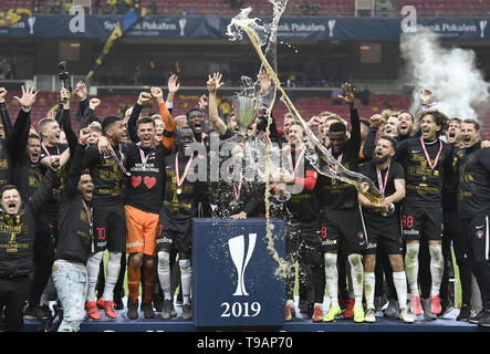 Kopenhagen, Dänemark. 17 Mai, 2019. FC Midtjylland gewinnen die Fußball WM-Finale nach längerer Zeit und Elfmeterschießen gegen Brøndby wenn Telia Parken, Kopenhagen, Dänemark. Credit: Lars Moeller/ZUMA Draht/Alamy leben Nachrichten Stockfoto