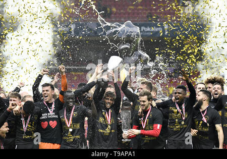 Kopenhagen, Dänemark. 17 Mai, 2019. FC Midtjylland gewinnen die Fußball WM-Finale nach längerer Zeit und Elfmeterschießen gegen Brøndby wenn Telia Parken, Kopenhagen, Dänemark. Credit: Lars Moeller/ZUMA Draht/Alamy leben Nachrichten Stockfoto