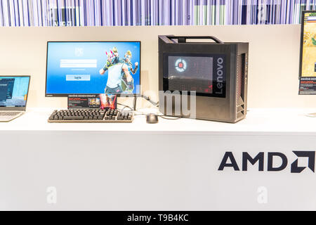 Berlin, Deutschland, 31. August 2018, AMD PC-Computer mit Ryzen CPU, Radeon GPU Grafikkarte bei AMD Ausstellung showroom im globalen Innovationen zeigen IFA Stockfoto