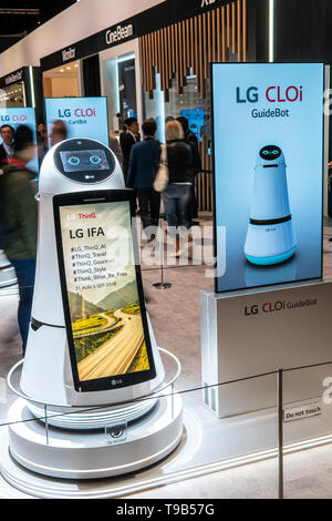 Berlin, Deutschland, 31. August 2018, LG CLOi ThinQ AI Bot intelligente Roboter künstliche Intelligenz auf dem Display, LG-Ausstellung in globale Innovationen zeigen IFA Stockfoto