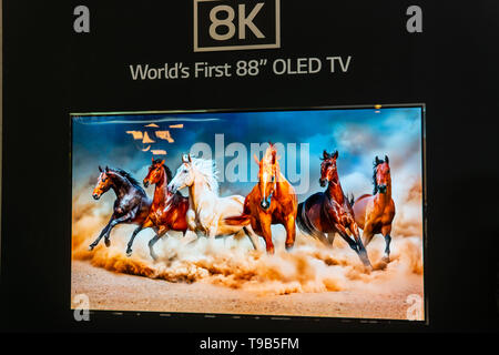 Berlin, Deutschland, 31. August 2018, LG 8 k 88' Smart OLED-Premium-TV auf Anzeige, bei LG Ausstellung showroom, stand auf der IFA 2018 Globale Innovationen zeigen, Stockfoto