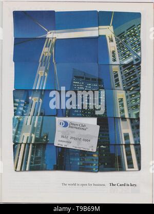 Plakat werbung Diners Club International im Magazin von 2005, die Welt ist offen für Unternehmen. Die Karte ist der Schlüssel slogan Stockfoto