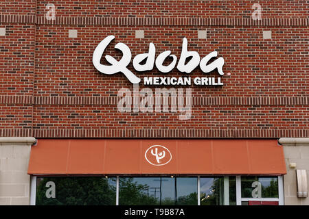 Collegeville, PA - 9. Mai 2019: Qdoba Mexican Grill ist eine Kette von konzessionierten Restaurants in den Vereinigten Staaten und Kanada mexikanische Küche serviert Stockfoto