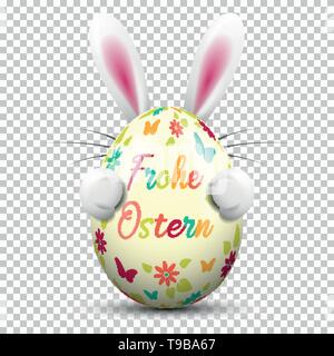 Frohe Ostern Frohe Ostern Eier bunt bemalt mit Osterhase auf transparentem Hintergrund isoliert vektor design Stock Vektor