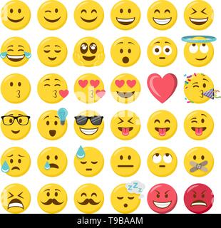 Smileys emoticons Vektor einrichten Stock Vektor