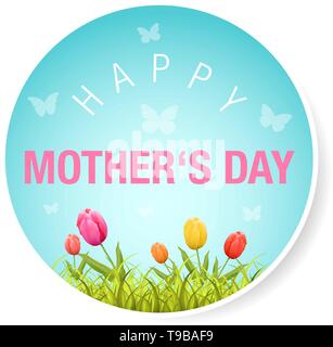 Happy Mother's Day" mit Blumen und Schmetterlingen Stock Vektor
