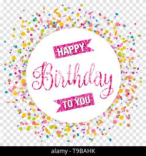 Alles Gute zum Geburtstag" mit bunten Konfetti. Happy Birthday Card Einladung. Stock Vektor