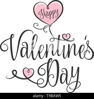 Happy Valentines Tag Typografie mit handgeschriebenen Kalligraphie text Stock Vektor
