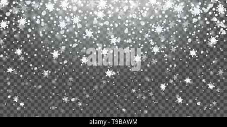 Snow Fall transparente Vektor Hintergrund Stock Vektor