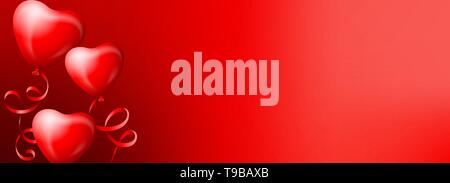 Herz Luftballons rot vector Hintergrund Banner Abbildung. Valentines Tag Stock Vektor