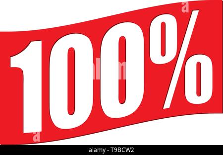 100% Variable mit winkenden Wirkung. 100 Prozent label Stock Vektor
