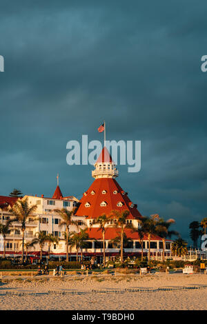 Das Hotel del Coronado und dem Strand in Coronado, San Diego, Kalifornien Stockfoto