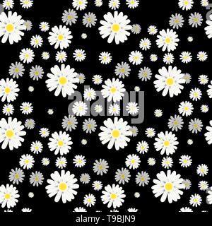 Schöne Streublümchen floral Nahtlose auf schwarzem Hintergrund Stock Vektor