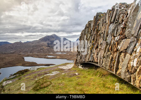 Panorama der Knochan Crag Trail in der North West Highlands in der Nähe von Ullapool Stockfoto