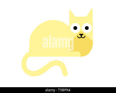 Golden Brown cat Cartoon zeichnen Abbildung auf weißem Hintergrund. Stockfoto