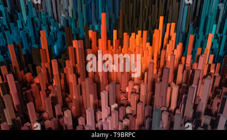 Abstrakte und bunten Quadern landschaftstapete oder Hintergrund. 3D-Render Abbildung. Stockfoto