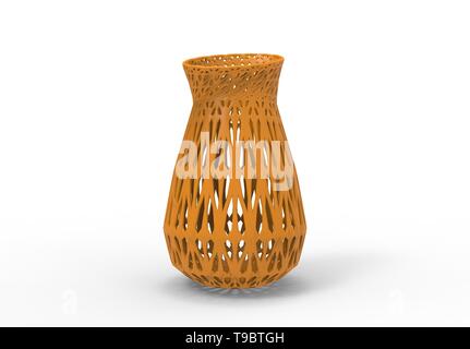 3D-Illustration 3D Rendering von 3D-gedruckten gelb orange Vase Stockfoto