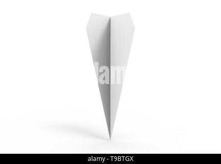 3D Rendering Illustration eines 3D-papierflieger ist ein weißes studio Hintergrund Stockfoto